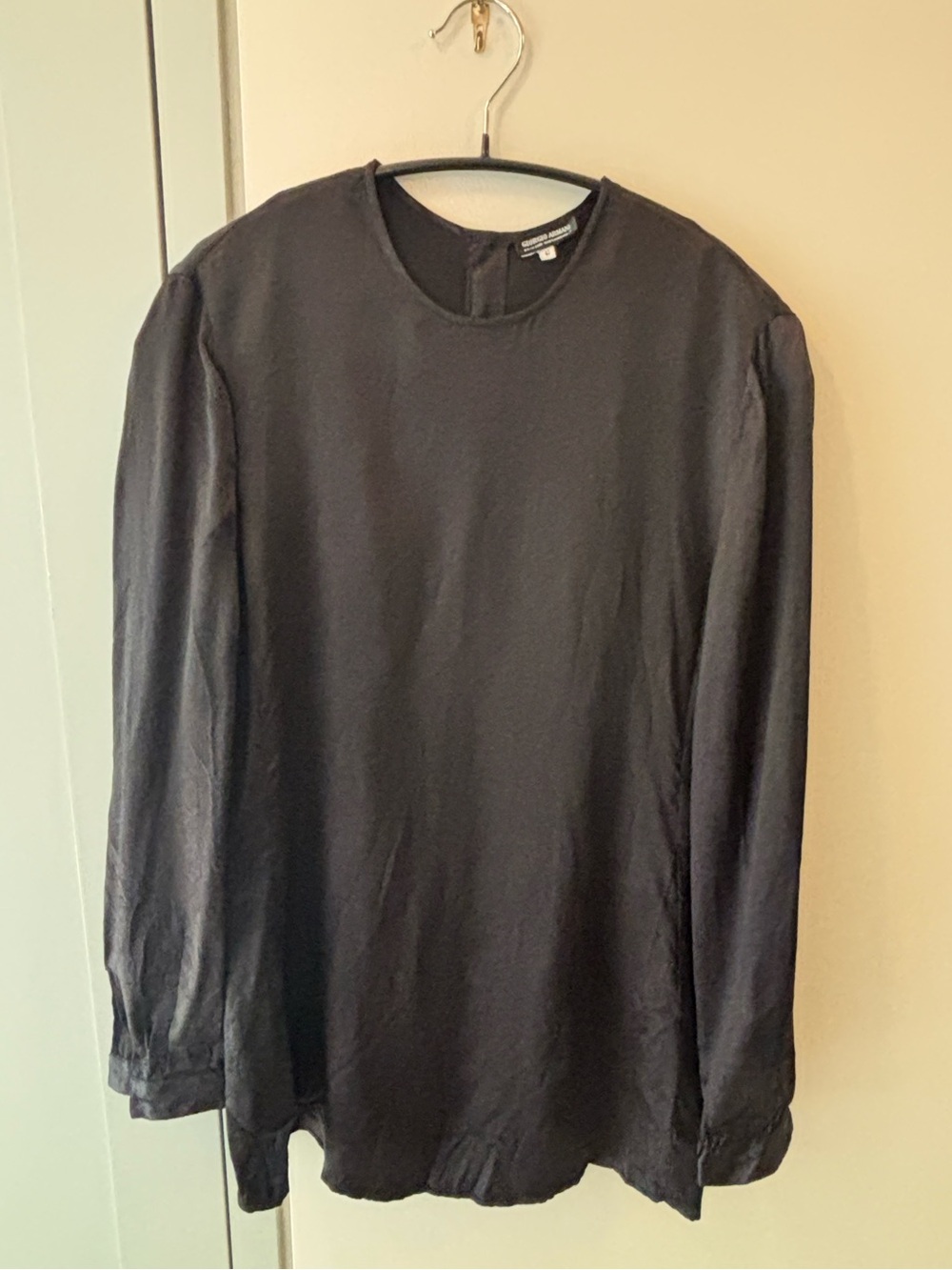 Giorgio Armani Black Silk Long-Sleeve Shirt